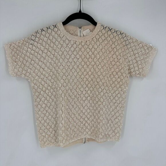 Vintage Handmade Wool Sequin Encrusted Cavanagh’s Off White Sweater Size S Party - Picture 2 of 13